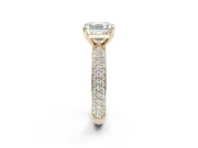Asscher Cut Pavé Solitaire Engagement Ring Setting | Domed Pavé Band | Yellow Gold