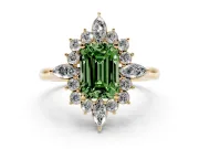 Emerald Cut Engagement Ring Setting for a Fancy Green Lab-Grown Diamond | Yellow Gold - Design NV-24790