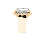 Princess Cut Diamond Halo Ring Set in Yellow gold with Cathedral Band and Prong Setting
