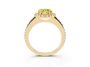Heart-Shaped Pave Halo Engagement Ring Setting for a Fancy Yellow Lab-Grown Diamond | Pave Band | Yellow Gold