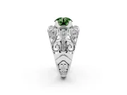 Fancy Green Round Cut Diamond Art Deco Ring Set in Platinum with Pavé Split Shank