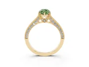 Marquise Hidden Halo Engagement Ring Setting for a Fancy Green Lab-Grown Diamond | Milgrain Pave | Yellow Gold