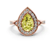 Pear-Shaped Milgrain Halo Engagement Ring Setting for a Fancy Yellow Lab-Grown Diamond | Graduated Pavé | Rose Gold