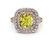 Round Halo Split Shank Engagement Ring Setting for a Fancy Yellow Lab-Grown Diamond | Pavé Strands | Rose Gold