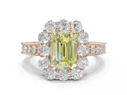 Emerald Cut Vintage Halo Engagement Ring Setting for a Fancy Yellow Lab-Grown Diamond | Rose Gold