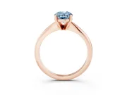 Fancy Blue Oval Cut Diamond Solitaire Ring Set in Rose gold with Prong Setting on a Plain Round Band