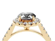 Oval Halo Engagement Ring Setting for a Black Center | Pavé Shoulders | Yellow Gold
