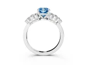 Fancy Blue Cushion Cut Diamond Cluster Engagement Ring Set in Silver with Pavé Band and Prong Setting
