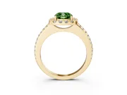 Cushion Cut Pave Halo Engagement Ring Setting for a Fancy Green Lab-Grown Diamond | Pave Band | Yellow Gold