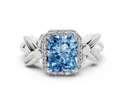 Radiant Cut Floral Halo Engagement Ring Setting for a Fancy Blue Lab-Grown Diamond | Platinum