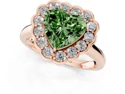 Heart-Shaped Scalloped Cluster Halo Engagement Ring Setting for a Fancy Green Lab-Grown Diamond | Plain Band | Rose Gold