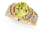 Oval Vintage Pave Engagement Ring Setting for a Fancy Yellow Lab-Grown Diamond | Milgrain Edges | Yellow Gold