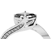 Fancy Black Asscher Cut Diamond Solitaire Ring Set in Silver with Intertwined Pavé Twist Band