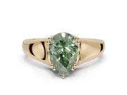 Pear-Shaped Double Claw Solitaire Engagement Ring Setting for a Fancy Green Lab-Grown Diamond | Yellow Gold