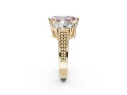 Marquise Three Stone Engagement Ring Setting for a Fancy Pink Lab-Grown Diamond | Beaded Shoulders | Yellow Gold