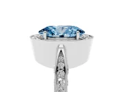 Oval Vintage Milgrain Halo Engagement Ring Setting for a Fancy Blue Lab-Grown Diamond | Side Stones and Pave | Platinum