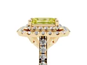 Emerald Cut Double Halo Engagement Ring Setting for a Fancy Yellow Lab-Grown Diamond | Pave Shoulders | Yellow Gold