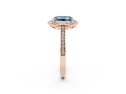 Emerald Cut Halo Engagement Ring Setting for a Fancy Blue Lab-Grown Diamond | Petal Tips | Rose Gold
