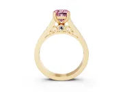 Cushion Cut Channel Engagement Ring Setting for a Fancy Pink Lab-Grown Diamond | Yellow Gold - Design NV-24671