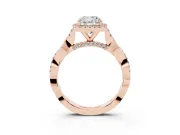 Cushion Cut Halo Engagement Ring Setting | Pavé Twist Band | Rose Gold