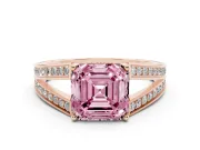 Asscher Cut Split Shank Pavé Engagement Ring Setting for a Fancy Pink Lab-Grown Diamond | Rose Gold