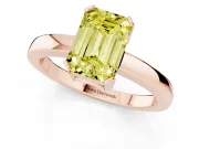 Emerald Cut Solitaire Engagement Ring Setting for a Fancy Yellow Lab-Grown Diamond | Flat Tab Prongs | Rose Gold