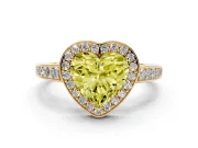 Heart-Shaped Framed Halo Engagement Ring Setting for a Fancy Yellow Lab-Grown Diamond | Yellow Gold