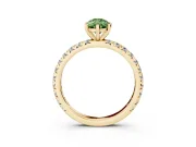 Fancy Green Pear Cut Diamond Pavé Solitaire Ring Set in Yellow gold with Round Band and Prong Setting