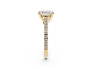 Emerald Cut Hidden Halo Pave Engagement Ring Setting | Claw Prongs | Yellow Gold