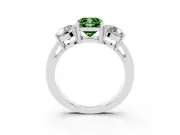 Cushion Cut Three Stone Engagement Ring Setting for a Fancy Green Lab-Grown Diamond | Wide Plain Band | White Gold