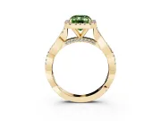 Emerald Cut Twist Halo Engagement Ring Setting for a Fancy Green Lab-Grown Diamond | Yellow Gold