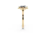 Princess Cut Halo Engagement Ring Setting for a Black Center | Plain Polished Band | Yellow Gold