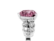 Heart-Shaped Side Stone Engagement Ring Setting for a Fancy Pink Lab-Grown Diamond | Shoulder Clusters | Sterling Silver