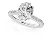 Oval Hidden Halo Pavé Engagement Ring Setting | Micro Pavé Band | Sterling Silver