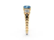 Princess Cut Three Stone Engagement Ring Setting for a Fancy Blue Lab-Grown Diamond | Braided Band | Yellow Gold