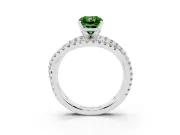 Fancy Green Radiant Cut Diamond Solitaire Twist Band Ring Set in Platinum with Pavé Setting and Prong Head