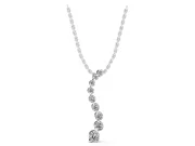 Round Lab-Grown Diamond Graduated Curve Pendant Necklace | Linked Prong Heads | White Gold