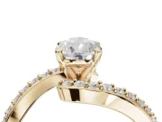 Pear-Shaped Bypass Pavé Solitaire Engagement Ring Setting | Swirl Band | Yellow Gold