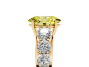 Oval Graduated Side Stone Engagement Ring Setting for a Fancy Yellow Lab-Grown Diamond | Flat Top Band | Yellow Gold
