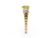Heart-Shaped Three Stone Engagement Ring Setting for a Fancy Yellow Lab-Grown Diamond | Braided Band | Yellow Gold