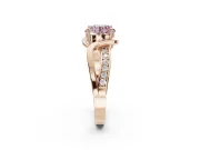 Round Bypass Solitaire Engagement Ring Setting for a Fancy Pink Lab-Grown Diamond | Pavé and Plain Strands | Rose Gold