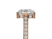 Asscher Cut Vintage Cathedral Engagement Ring Setting | Carved Band | Rose Gold