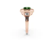 Asscher Cut Milgrain Sectioned Halo Engagement Ring Setting for a Fancy Green Lab-Grown Diamond | Rose Gold