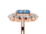 Emerald Cut Floral Double Halo Engagement Ring Setting for a Fancy Blue Lab-Grown Diamond | Plain Band | Rose Gold