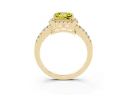 Fancy Yellow Princess Cut Diamond Pavé Band Halo Engagement Ring Set in Yellow gold with Prong Setting