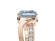 Asscher Cut Bypass Solitaire Engagement Ring Setting for a Fancy Blue Lab-Grown Diamond | Pavé Strands | Rose Gold
