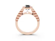 Radiant Cut Milgrain Halo Engagement Ring Setting for a Black Center | Beaded Shoulders | Rose Gold