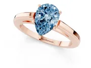 Fancy Blue Pear Cut Diamond Solitaire Ring Set in Rose gold with Prong Setting and Classic Band