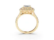Asscher Cut Halo Split Shank Engagement Ring Setting | Yellow Gold