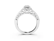 Radiant Cut Floral Pavé Engagement Ring Setting | Petal Accents | Platinum